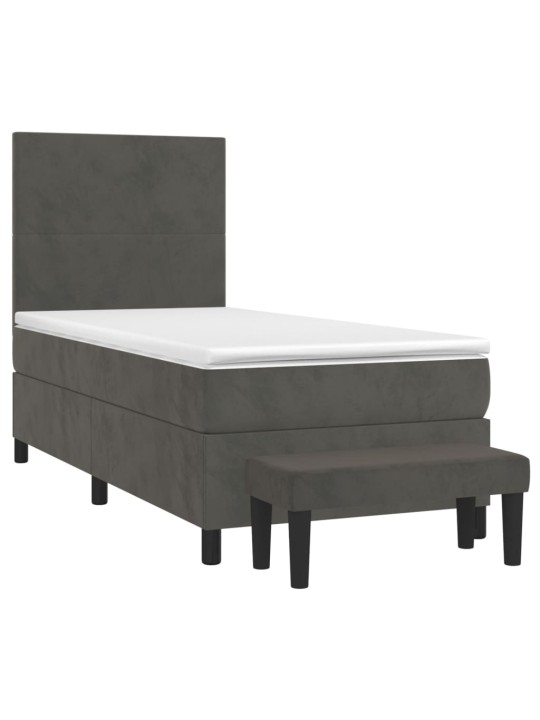 Box spring postel s matrací tmavě šedá 90x200 cm samet