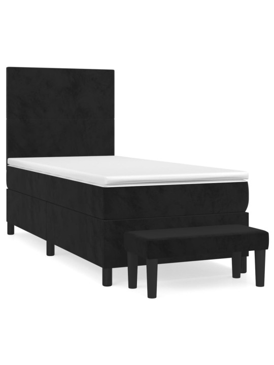 Box spring postel s matrací černá 100x200 cm samet