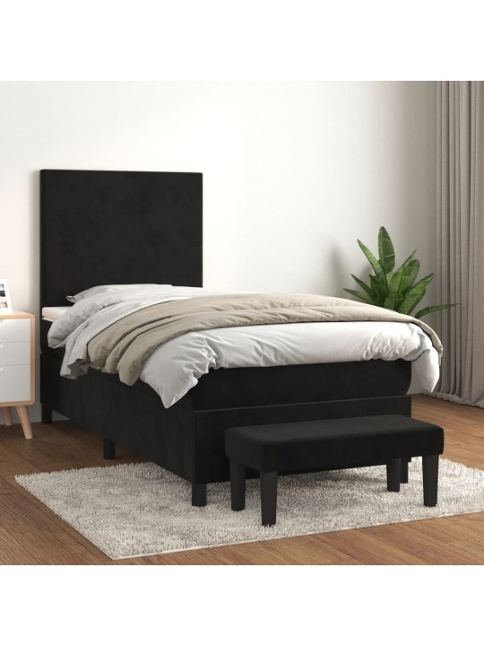 Box spring postel s matrací černá 100x200 cm samet
