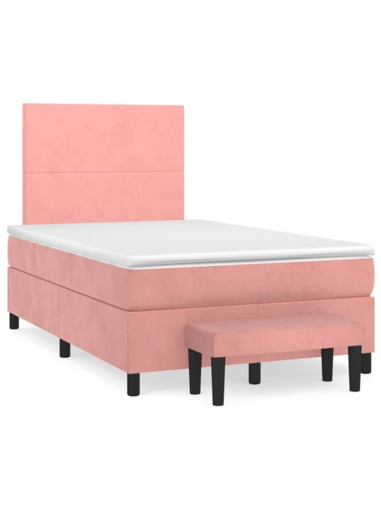 Box spring postel s matrací růžová 120 x 200 cm samet