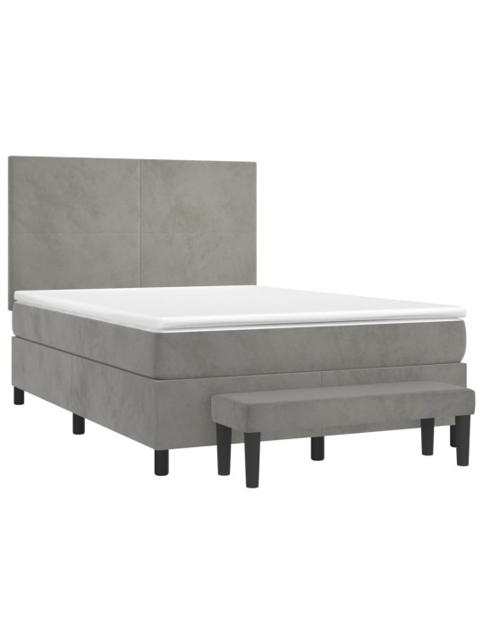 Box spring postel s matrací světle šedá 140x190 cm samet