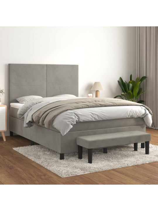 Box spring postel s matrací světle šedá 140x190 cm samet