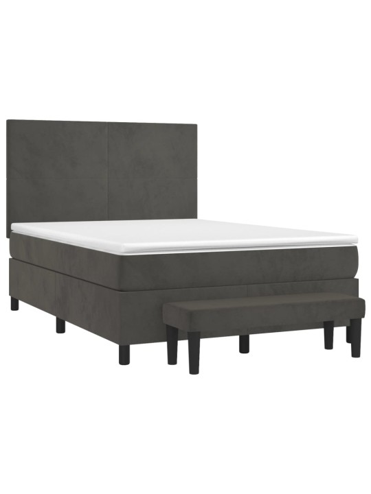 Box spring postel s matrací tmavě šedý 140 x 190 cm samet