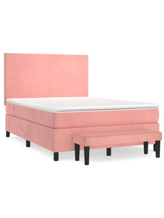 Box spring postel s matrací růžová 140x190 cm samet