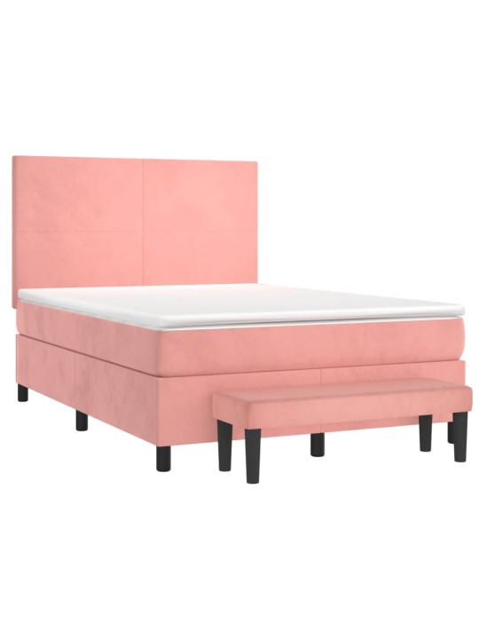 Box spring postel s matrací růžová 140x190 cm samet