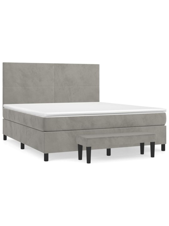 Box spring postel s matrací světle šedá 160x200 cm samet
