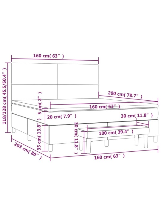 Box spring postel s matrací černá 160x200 cm samet