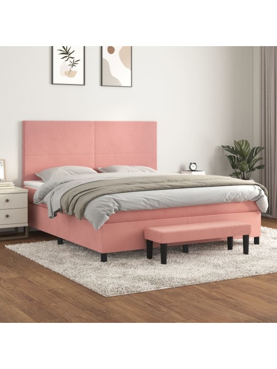 Box spring postel s matrací růžová 160x200 cm samet