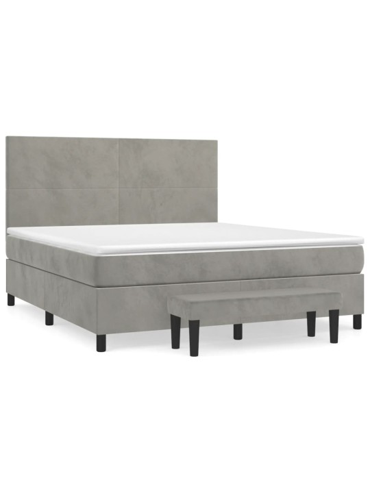 Box spring postel s matrací světle šedá 180x200 cm samet