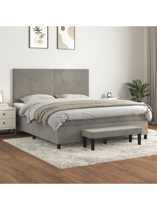 Box spring postel s matrací světle šedá 180x200 cm samet