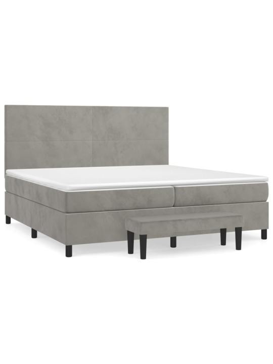 Box spring postel s matrací světle šedá 200x200 cm samet