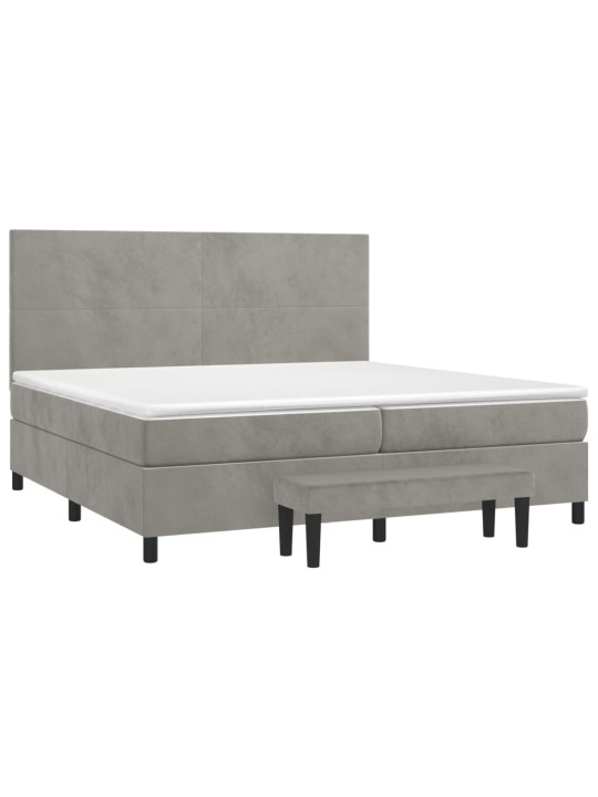 Box spring postel s matrací světle šedá 200x200 cm samet