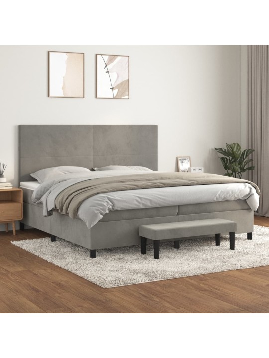 Box spring postel s matrací světle šedá 200x200 cm samet