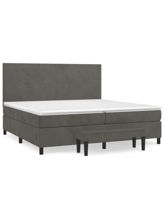 Box spring postel s matrací tmavě šedá 200x200 cm samet