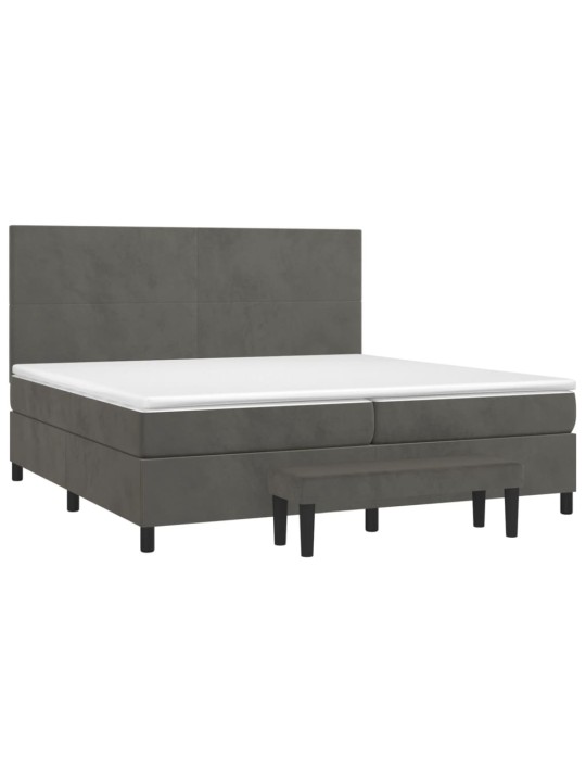 Box spring postel s matrací tmavě šedá 200x200 cm samet