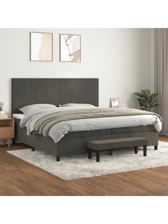 Box spring postel s matrací tmavě šedá 200x200 cm samet