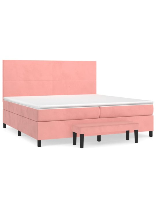 Box spring postel s matrací růžová 200x200 cm samet