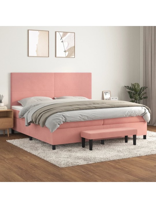 Box spring postel s matrací růžová 200x200 cm samet