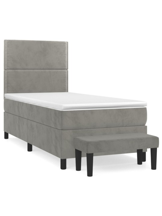 Box spring postel s matrací světle šedá 90x190 cm samet