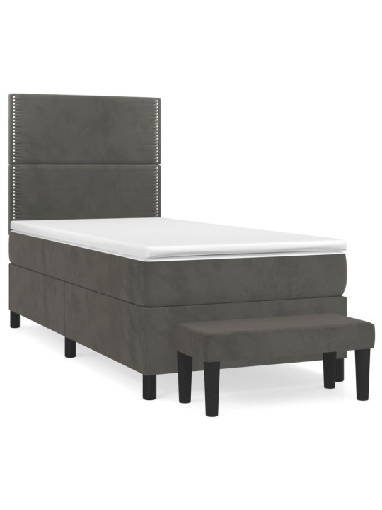 Box spring postel s matrací tmavě šedá 90x190 cm samet