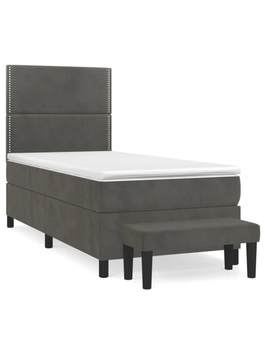 Box spring postel s matrací tmavě šedá 90x190 cm samet