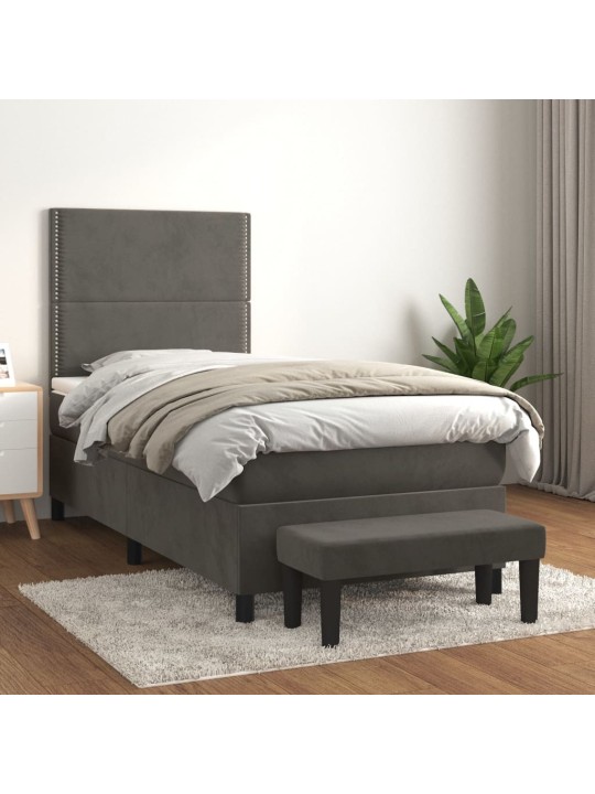 Box spring postel s matrací tmavě šedá 90x190 cm samet