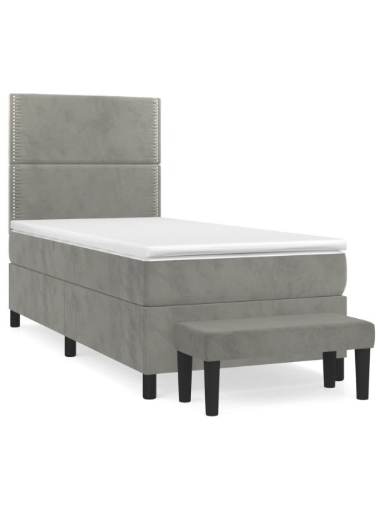 Box spring postel s matrací světle šedá 90x200 cm samet