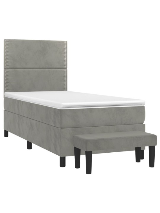 Box spring postel s matrací světle šedá 90x200 cm samet