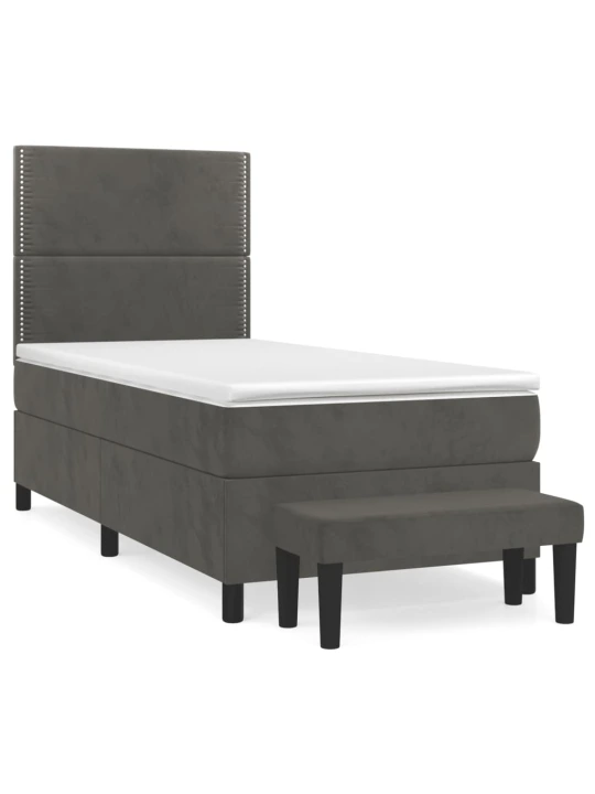 Box spring postel s matrací tmavě šedá 90x200 cm samet