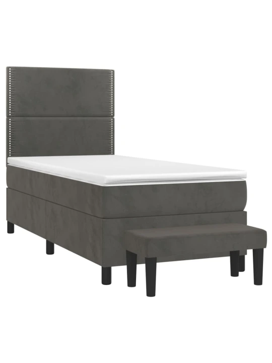 Box spring postel s matrací tmavě šedá 90x200 cm samet