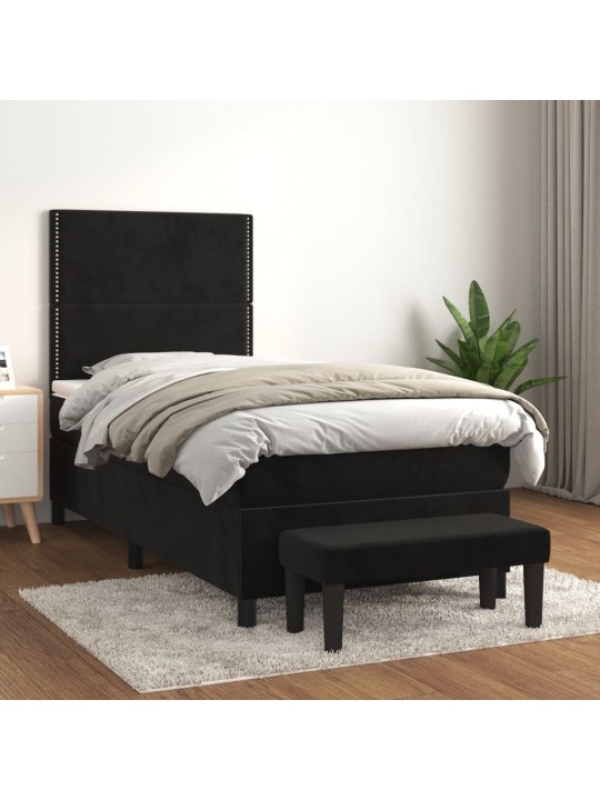 Box spring postel s matrací černá 100x200 cm samet
