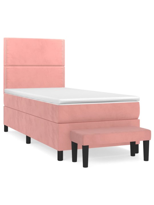 Box spring postel s matrací růžová 100x200 cm samet
