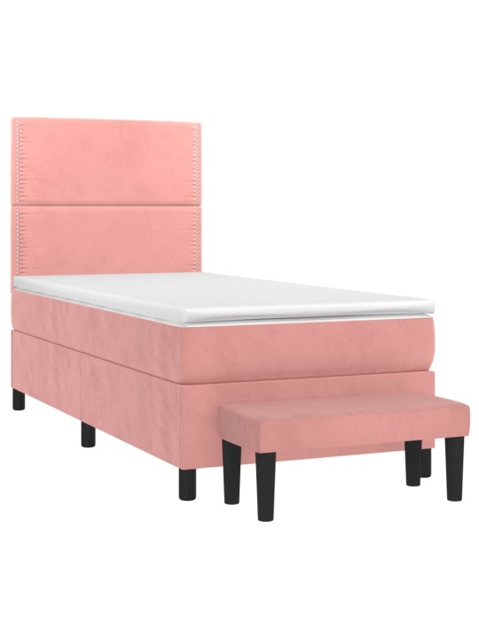 Box spring postel s matrací růžová 100x200 cm samet