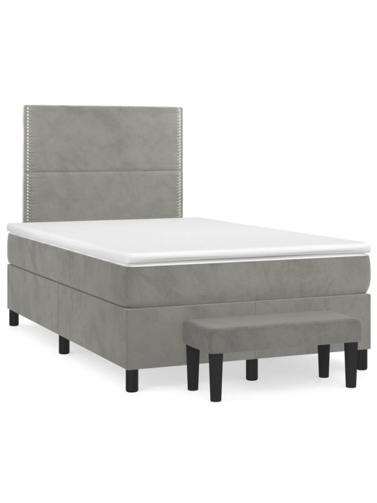 Box spring postel s matrací světle šedá 120 x 200 cm samet