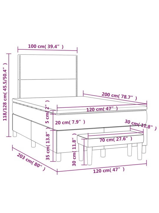Box spring postel s matrací tmavě šedá 120 x 200 cm samet