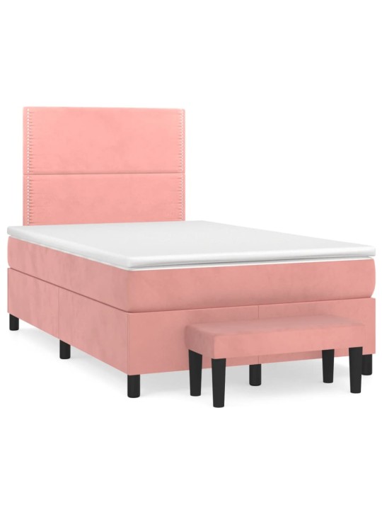 Box spring postel s matrací růžová 120 x 200 cm samet