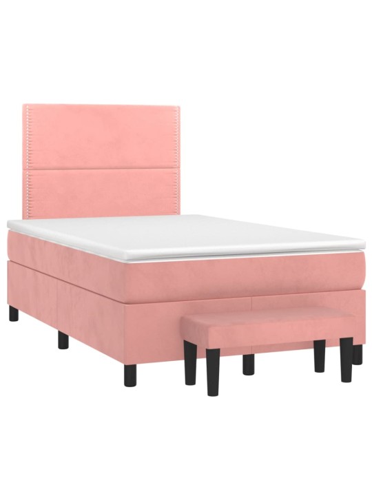 Box spring postel s matrací růžová 120 x 200 cm samet