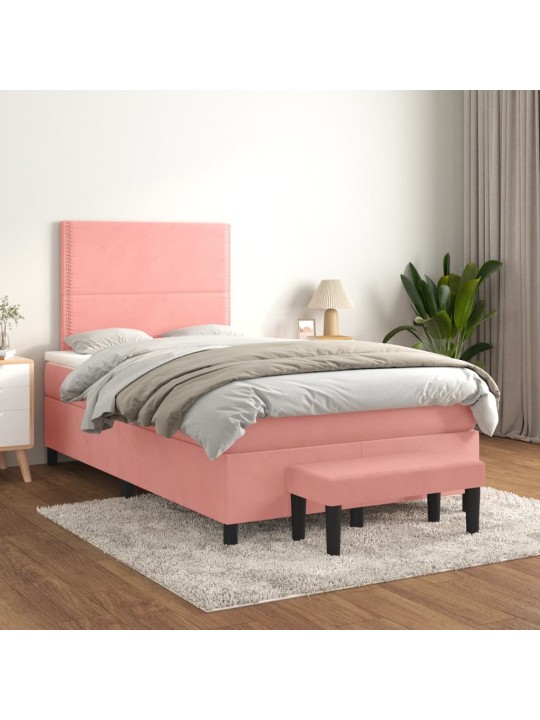 Box spring postel s matrací růžová 120 x 200 cm samet