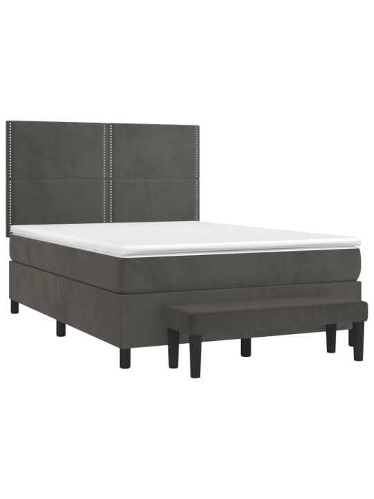 Box spring postel s matrací tmavě šedý 140 x 190 cm samet