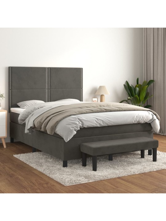 Box spring postel s matrací tmavě šedý 140 x 190 cm samet