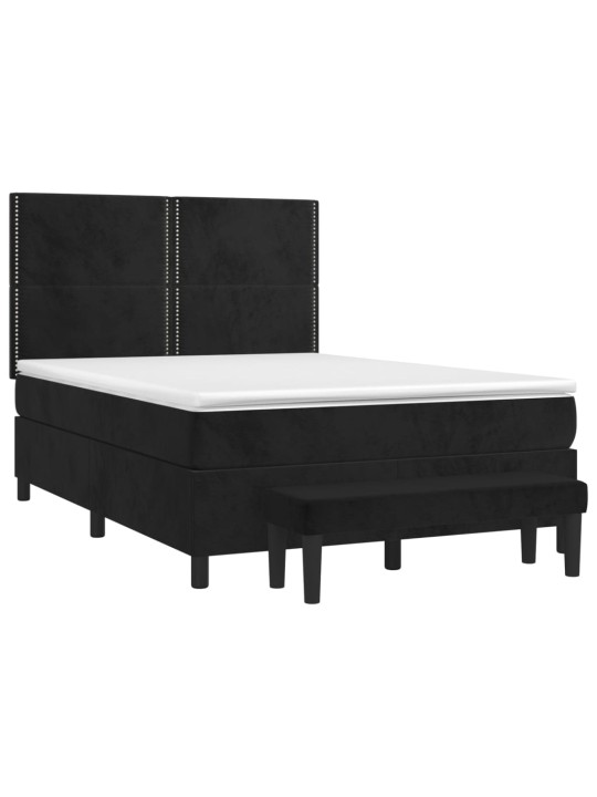 Box spring postel s matrací černá 140 x 190 cm samet
