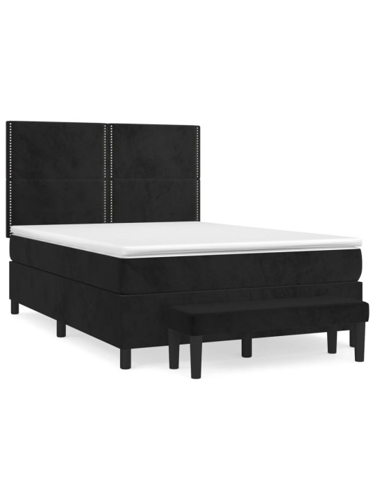 Box spring postel s matrací černá 140x200 cm samet