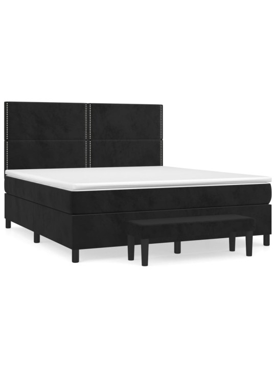 Box spring postel s matrací černá 160x200 cm samet