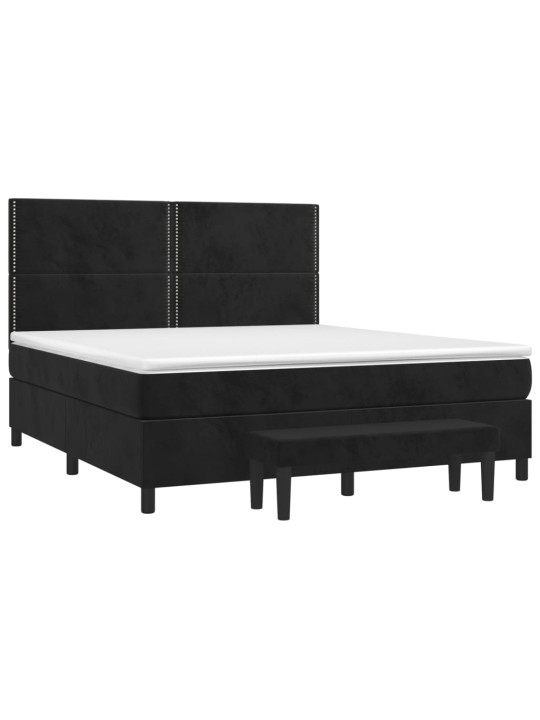 Box spring postel s matrací černá 160x200 cm samet