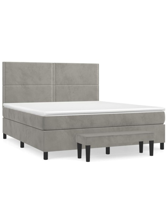 Box spring postel s matrací světle šedá 180x200 cm samet