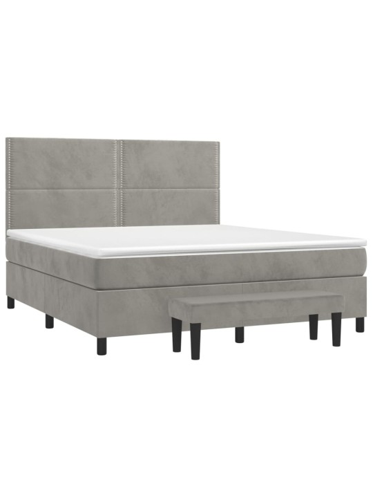 Box spring postel s matrací světle šedá 180x200 cm samet