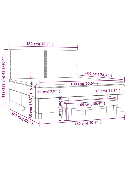 Box spring postel s matrací černá 180x200 cm samet