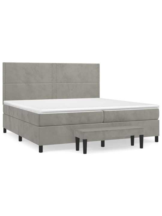 Box spring postel s matrací světle šedá 200x200 cm samet