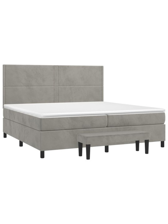 Box spring postel s matrací světle šedá 200x200 cm samet
