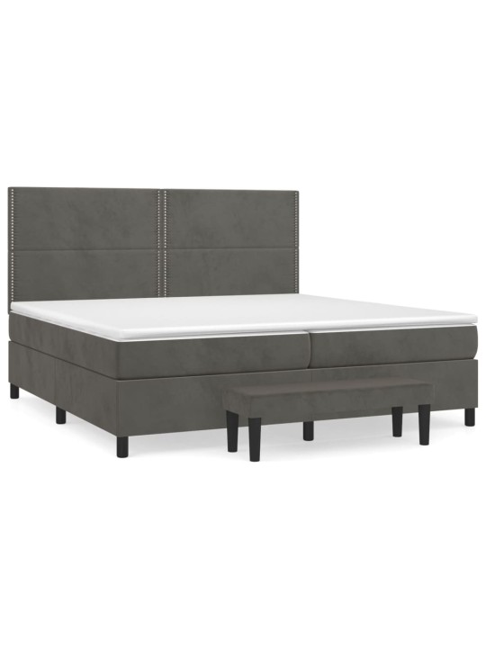 Box spring postel s matrací tmavě šedá 200x200 cm samet